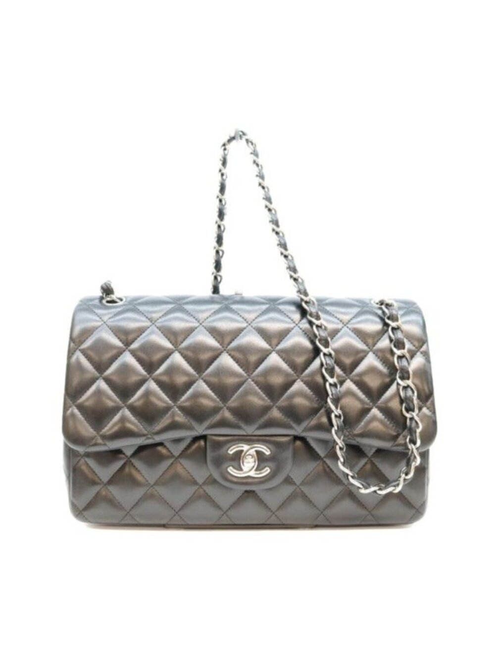 Chanel Black Lamb Silver Double Flap Maxi Quilted 30 - Picture 1 of 15